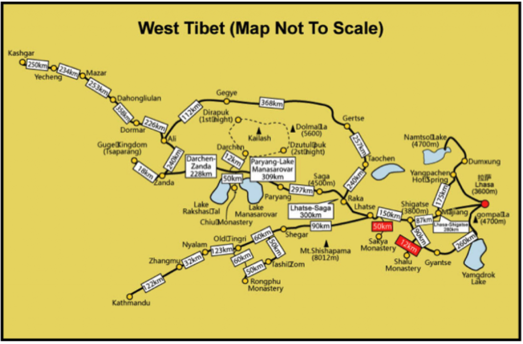 bản đồ du lịch Tây Tạng