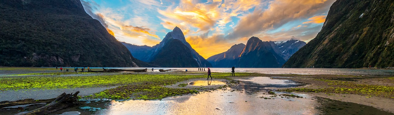 Milford Sound, vịnh biển hẹp được mệnh danh là “hòn ngọc” của vườn quốc gia Fiordland, đã được UNESCO công nhận là “Di Sản Thế Giới”. Nơi đây là một trong những địa điểm cuối cùng của New Zealand được khám phá bởi thế giới văn minh vào cuối thế kỷ 20 nhờ vào vị trí xa xôi, cũng như được bao quanh bởi các vách đá dốc và rừng nhiệt đới dày đặc.