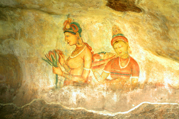 Một trong những bức họa mỹ nữ Sigiriya được vẽ trong đường hầm