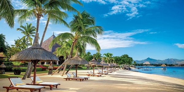 Biển Mauritius với những rặng dừa xanh.