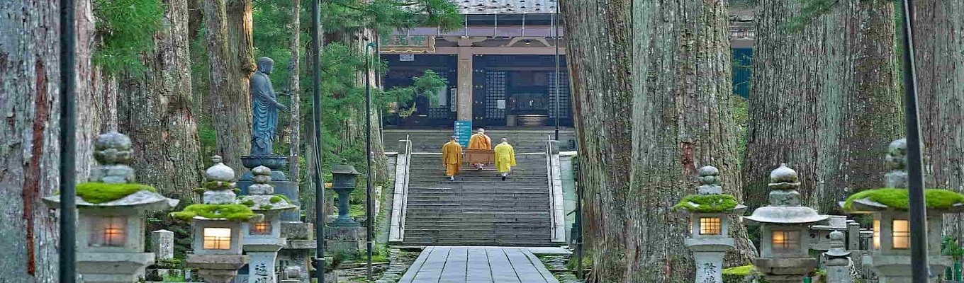 Koyasan nằm trong một thung lũng cao hơn 800m được bao quanh bởi 8 ngọn núi, nhìn từ trên cao, thung lũng Koyasan nhưng một đài sen giữa 8 cánh sen nở rộ. Bước vào thị trấn Koyasan quý khách sẽ cảm nhận được mùi thơm của hương trầm, sự tĩnh lặng của buổi thiền bình minh và một chút hương thơm của cây cỏ trên đồi.