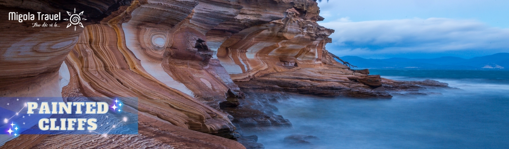 Painted Cliffs: Vách đá nằm ở cuối bãi Hopground, nước ngầm thấm xuống các tảng đá sa thạch, oxit sắt để lại những dấu vết nhuộm là các gam màu cam, vàng, đỏ là chủ yếu, mang lại vẻ nghệ thuật đầy quyến rũ. 