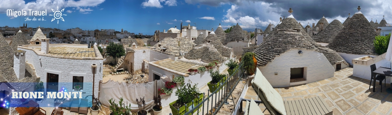 Alberobello - khu vực Rione Monti là nơi có nhiều trulli nhất và khu vực Trullo Sovrano là nơi có những trulli lớn nhất ở Alberobello